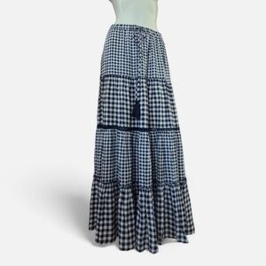Women's Blue Gingham Maxi Skirt